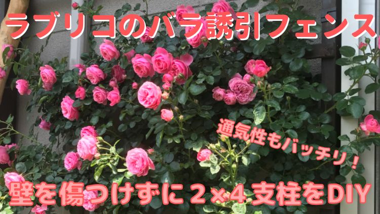 ラブリコで壁面を傷つけない２×４材のつるバラ誘引フェンスをDIY